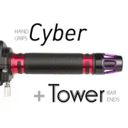 KiWAV Motorcycle Cyber grips Red with Tower Bar Ends Purple/Black