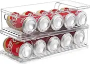 Xicennego 2-Tier Stackable Soda Can Organizer for Refrigerator, Fridge Beverage Dispenser, Holder for Pantry, Cupboard