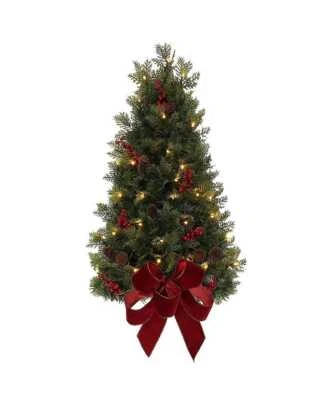26" Battery Operated Pre-Lit Warm White LED Berry and Pinecone Wall TR0207LED w