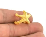 Starfish Ring Adjustable Matte Gold Plated brass (18mm 8US inner size) 3065