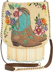 [MARY FRANCES] Lone Star Crossbody Clutch, Key Fob & Phone Bag Western Handbag Style, Black & Multi Color Options