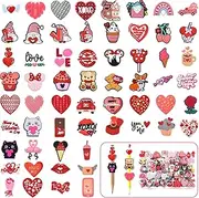 Nolniu 60 Pieces Valentine's Day Pencil Clips for Kids, Cute Valentines Pencils Topper Decorations, Valentine's Day Elementary School Classroom Prizes, Classroom Rewards Prizes Gift for Students