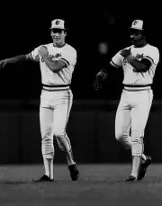Cal Ripken Jr And Eddie Murray Baltimore Orioles warm up 1980s Old Photo