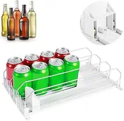 Drinks Organizer for Fridge,Self-Sliding Soda Can Dispenser Adjustable Width Fridge Organizer Drinks Dispenser 3 Rows Can Organizer with Locking Design Holds 12 16 20 oz for Cola Juice Soda (31cm)