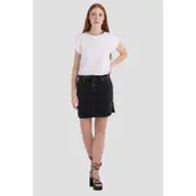 Replay Womens Denim Short Mini Skirt w/ Jewel Buttons Grey