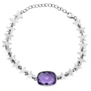 Premium Star - Amethyst Checker Briolette 925 Silver Bracelet Jewelry B-1044