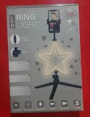 8 Inch Star LED Ring Light. Collapsible Tripod & In-line Remote & Phone Mount.