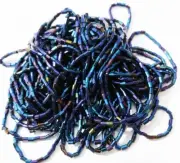 Antique Metallic Dark Blue Iris AB Glass Bugle Beads Czech 10-11 BPI
