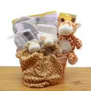 Jungle Safari New Baby Gift Basket - Yellow | Baby Bath Set & More