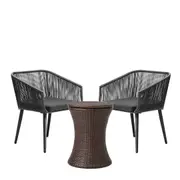 Livsip 3PCS Outdoor Furniture Lounge Setting Ice Bucket Brown Adjustable Table