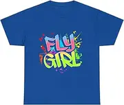 [X.Style] Fly Girl 80s 90s Old School Hip Hop Girls T-Shirt for Adults Crew Neck Short Sleeve Tee Shirt Royal S