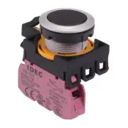 IDEC CW Series Black Metallic Maintained Flush Push Button Switch 1NC IP65