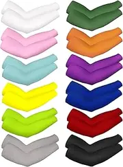 [Bememo] 12 Pairs Unisex UV Protection Sleeves Long Arm Sleeves Cooling Sleeves Arm Cover Sleeves