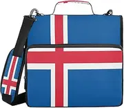 3 Rings Portfolio Binder with Handle Flag Iceland Waterproof for School Clip de cremallera