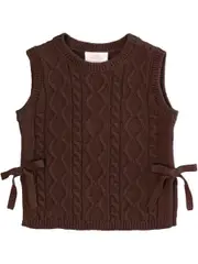 Toddler Girl Tie Side Cable Knit Vest