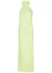 Galvan Cropped Pandora Satin Maxi Dress - Green - 38 (UK10 / S) 38 (UK10 / S)