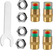 PLAFOPE 1 Set Tire Pressure Measuring Caps High Temperature Resistant Tire Pressure Warning with Easy Installation Wrench Secure Design for Car Safety