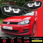 VW Golf Mk7 GTi Style U Headlights LED DRL Black Type Xenon Look 2012-2017 Pair
