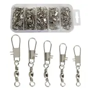 100pcs Fishing Rolling Bearing Barrel Swivel Snap Connector Rings Accessories