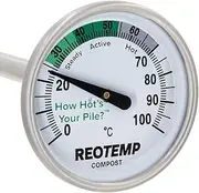 REOTEMP Backyard Compost Thermometer - 20 Stem with Composting Instructions (Celsius)