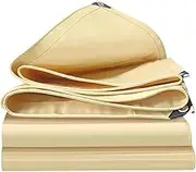 Heavy Duty Waterproof Tarpaulin Sheet Cover 500g/m² | Beige Tarp for Cover Furniture, Shed Roof, Groundsheet | Rainproof Sheet for Camping Garden, 2x2m 3x4m 4x4m 5x6m(3x6m(9.8ftx19.7ft))