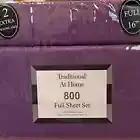 Traditional At Home 6pc Full Sheet Set purple passion embossed floral print