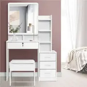 4 Drawers Artiss Dressing Table Stool Set White