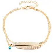 5Pcs Bohemian Summer Beach Womens Anklet Bracelet Feather Turquoise Charm Multilayer Foot Chain