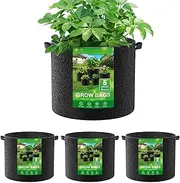 Vegetable Grow Bags - 4X Thickened Non-Woven Fabric Pots with Handles - Portable Growing Bag, Planter Pot for Planting Flower Potato Vegetable Transplanting