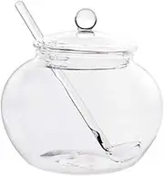 Gatuida Large Round Glass Spice Storage Jars with Glass Lid and Spoon Kitchen Containers for Sugar Tea and Dried Fruits for Home Organization and Giving