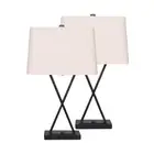2x Sarantino Metal Table Lamp Set X Stand Night Shade Bed Side Sofa Decor Light