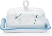 Cooksmart British Designed Ceramic Butter Dish with Lid | Large Butter Dish for All Types of Kitchens | Butter Dishes for All Sizes of Butter - English Meadow