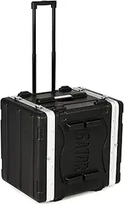 Gator Cases Lightweight Rolling 8U Rack Case with Heavy Duty Latches, Retractable Tow Handle, and Recessed Wheels, Standard 19.25" depth (GRR-8L)