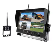 Elinz Digital Wireless 9" Quad Splitscreen Monitor 4CH DVR Reversing CMOS 800TVL Camera 12V 24V 2.4GHz