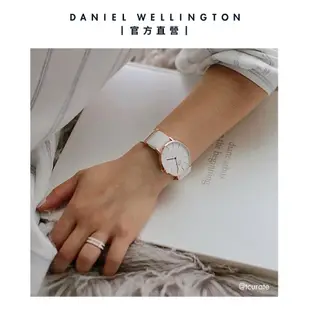 Daniel Wellington 錶帶 Petite Dover 純淨白織紋錶帶-玫瑰金(DW00200167)/ 18mm-適用36mm手錶