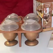 Vintage Copper Egg Cups With Plastic Holder (New Open Box)