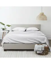 Home Collection Ultra Soft Chambray Style White 4Pc Sheet Set