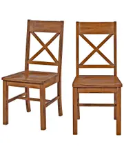 Hewson Set of 2 Antique Brown Wood Dining Kitchen Chairs NoSize NoColor