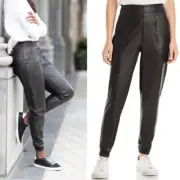 NEW SPANX Moto Faux Leather "Like Leather" High Rise Joggers Black Medium