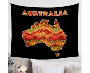 Multi Colored Aboriginal Design Australia Continent Tapestry