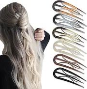 6Pcs U Shaped Hair Pins French Twist Forks - Retro Internal Teeth Clips and Sticks for Styling