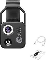zolyet 200X Portable Micro Universal Mobilephone Micro with 6 Lights 2 Level Brightn Adjustable No Need APP Multifunctional Micro for Child Students Study Electronics Industry Black Without CPL