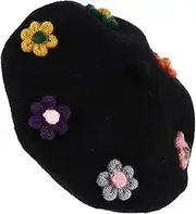 [VALICLUD] Beret Hat with Flower Design Cap for Autumn and Warm Durable and Fashionable Beret for for Young