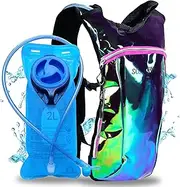 SoJourner Bags Hydration Pack Backpack - 2L Water Bladder Included for Festivals, Raves, Hiking, Biking, Climbing, Running and More