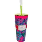 Lilly Pulitzer Tumbler With Straw Lil Earned Stripes Zebra Pink BPA Free 24 oz.
