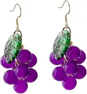 [CHILDWEET] 1 Pair Grape Bunch Earrings Blush Decor Trendy Jewelry Costume Jewelry for Girls Crystal Beads Ear Stud Grape Crystal Earrings Fruit Dangle Earrings Fruit Series Earrings Plastic