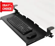 Large Under Desk Keyboard Tray 69cm Sturdy C Clamp Slide-Out Computer Drawer Bla
