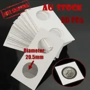 50x 20.5mm CARDBOARD COIN HOLDERS Staple Coin Holder Display Clear Window Folder