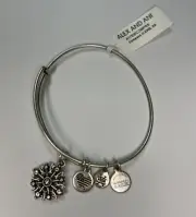 NEW Alex and Ani Compass Charm Bangle Rafaelian Silver