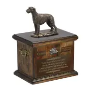 Irish Wolfhound urn with a picture of a dog and a plaque Art-Dog